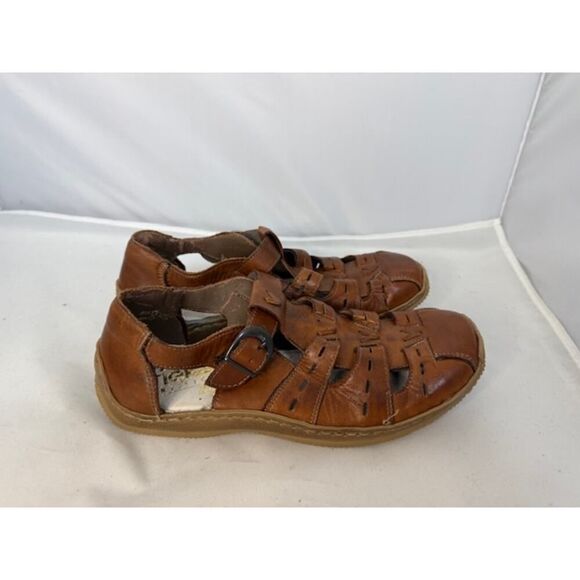 Reiker Brown Leather Shoes Mary Jane Style Closed Toe Sandals Women’s Size 40 - Picture 3 of 8